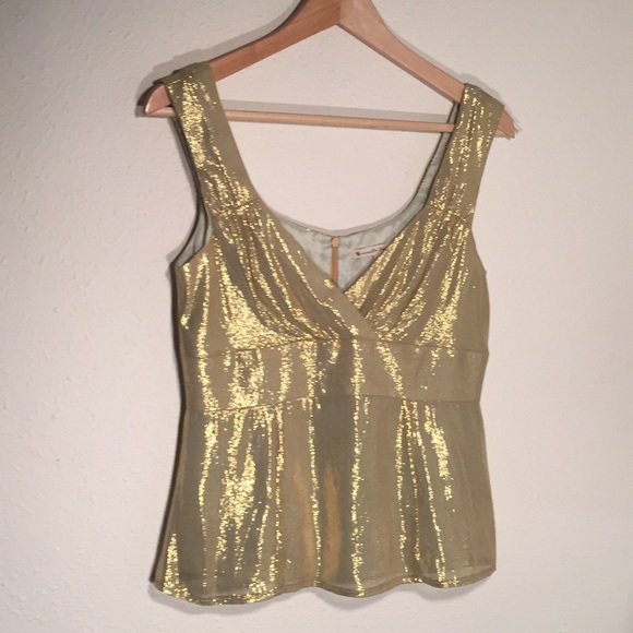 Nanette Lepore Tops - Nanette Lepore Gold Silk Metallic Top